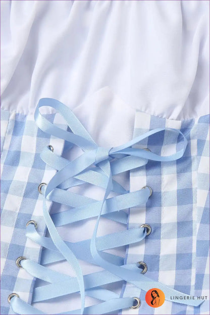 Maid Costume with Gingham Print and Tulle Skirt - Fairytale Cosplay Charm for a Line, Boho, Costume, Dresses,