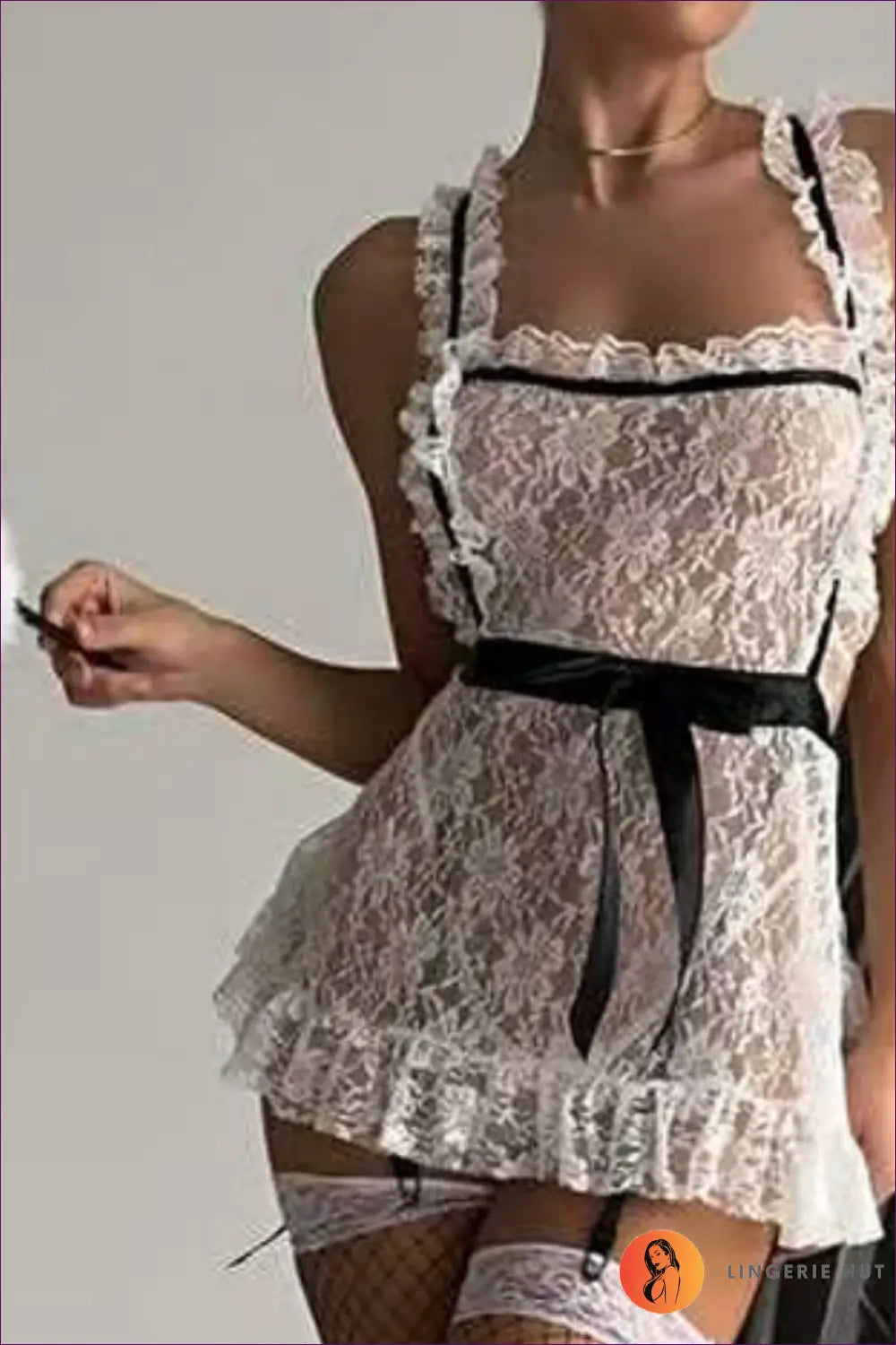 Maid Costume with Lace Apron Detail - Bold Confidence - just in • Party - Wooyi