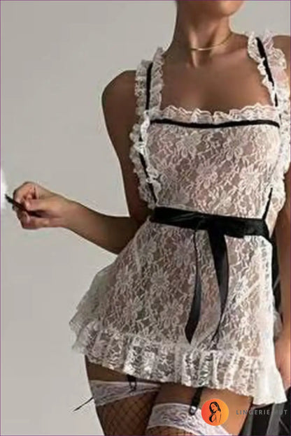 Maid Costume with Lace Apron Detail - Bold Confidence - just in • Party - Wooyi
