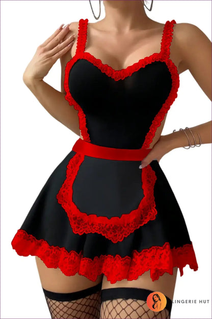 Maid Costume with Lace - Playful Fantasy - Red / s - Halloween • just in • Lingerie • Hut