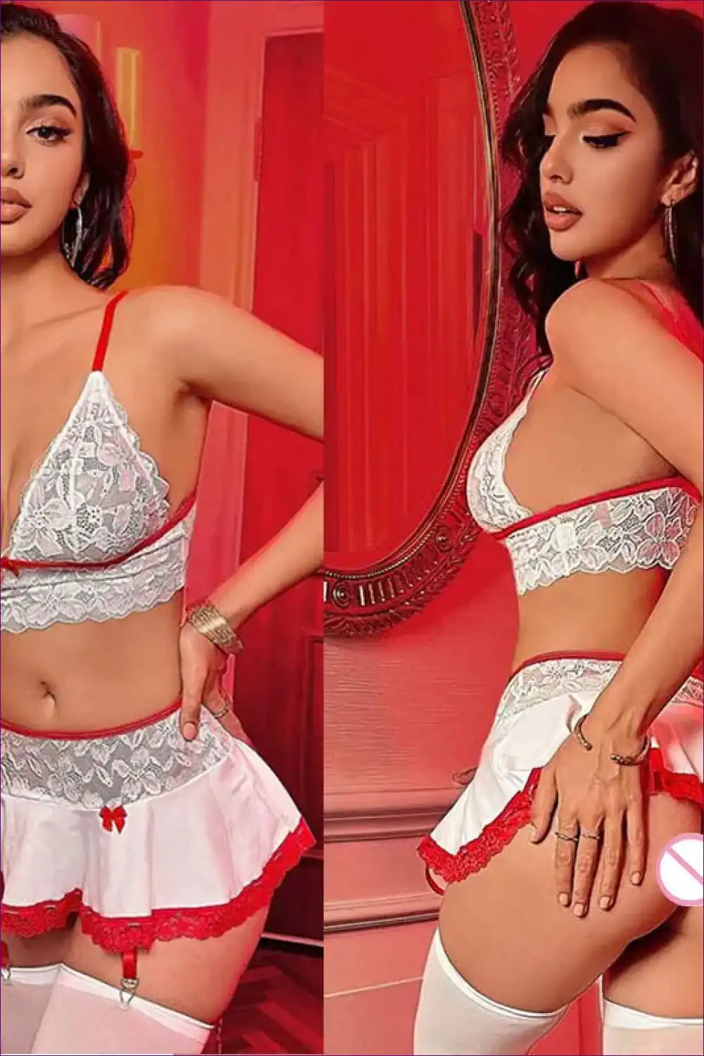 Maid Costume with Lace Trim and Mini Skirt - Playful Fantasy Energy for Boudoir, Costume, Garter, just In,