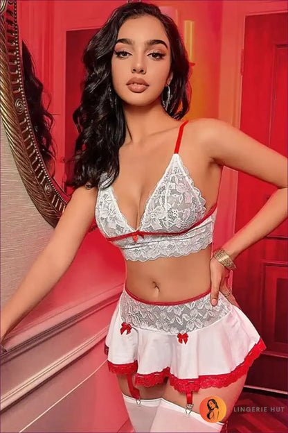 Maid Costume with Lace Trim and Mini Skirt - Playful Fantasy Energy for Boudoir, Costume, Garter, just In,