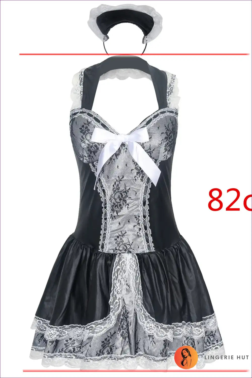 Maid Costume with Ruffled Trim and Headband - Retro Role Play for Boudoir, Costume, Evening Wear, just In,