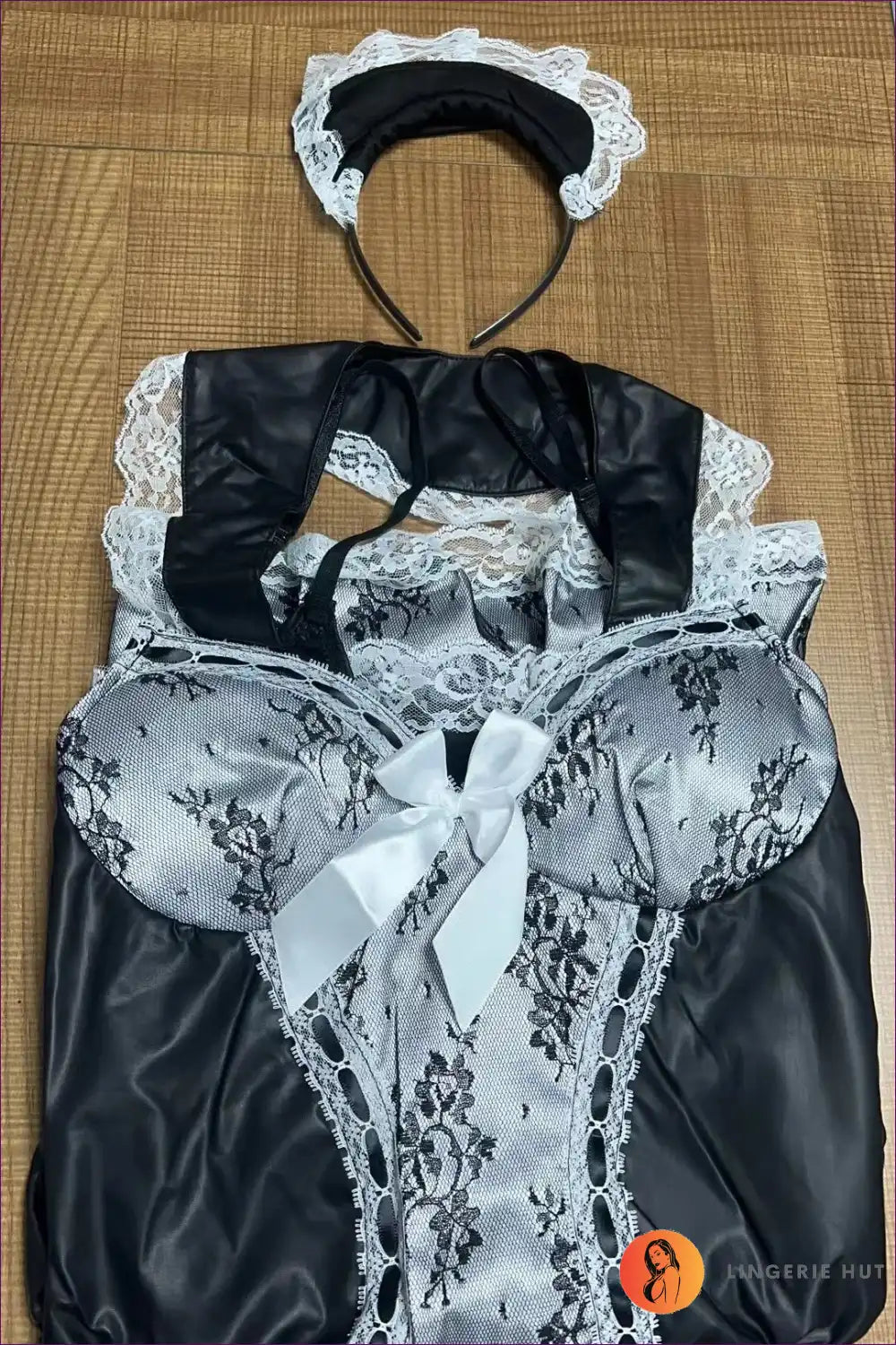 Maid Costume with Ruffled Trim and Headband - Retro Role Play for Boudoir, Costume, Evening Wear, just In,