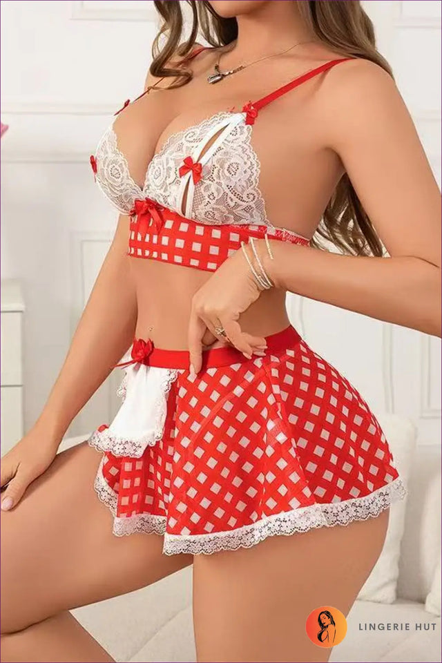 Maid Costume Set with Lace Trim - Playful Fantasy