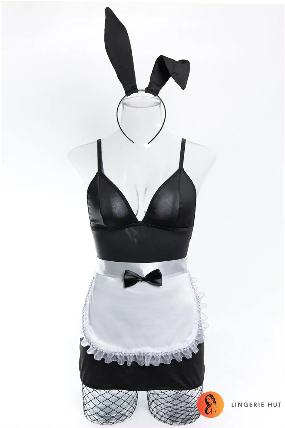 Maid Costume with Suspender Detail - Bold Confidence - s / Black - Clubwear • just in • Lace • Lingerie Hut