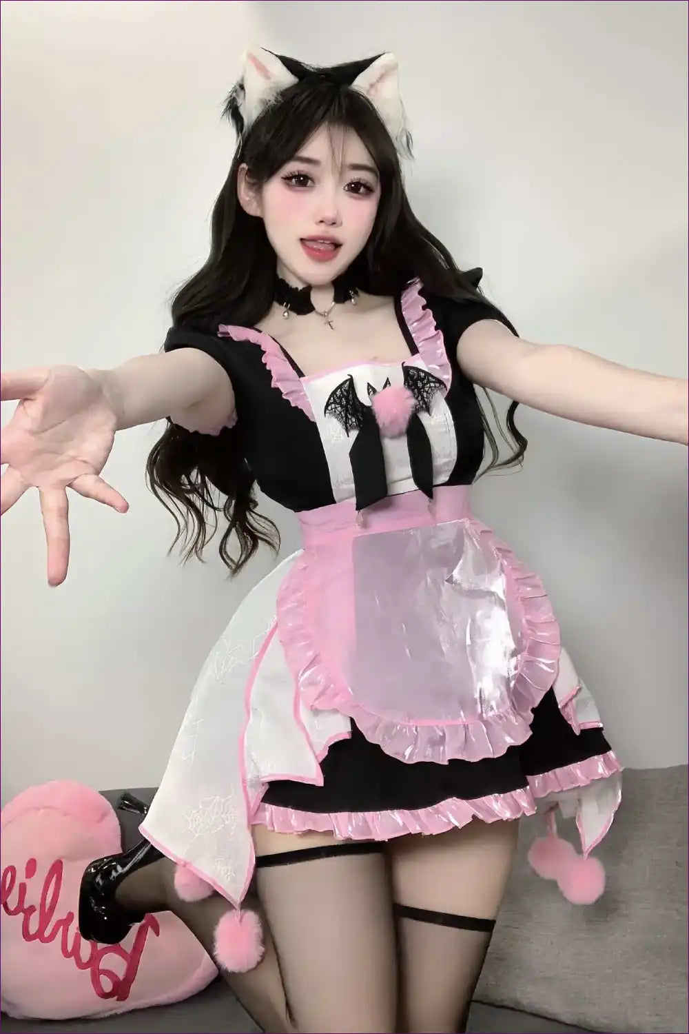 Maid Costume with Sweet Lolita Skirt - Cute Cosplay Outfit for Casual, Costume, Cotton, just In,