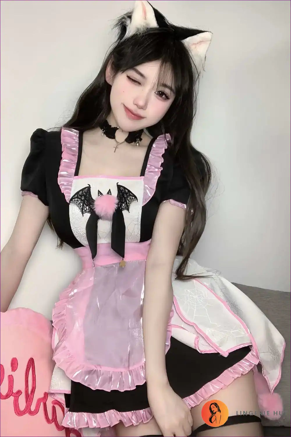 Maid Costume with Sweet Lolita Skirt - Cute Cosplay Outfit for Casual, Costume, Cotton, just In,