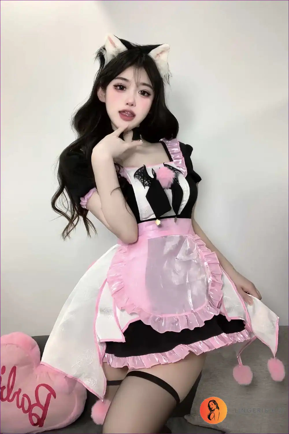 Maid Costume with Sweet Lolita Skirt - Cute Cosplay Outfit for Casual, Costume, Cotton, just In,