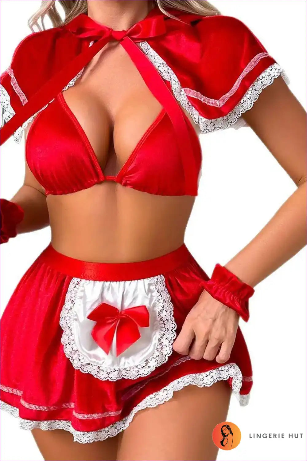 Maid Costume with Two-piece Lace Lingerie - Versatile Party Chic for Boudoir, Casual, Costume, just In, Lace