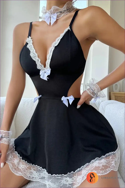 Maid Outfit with Lace Temptation and Backless Uniform - After-dark Play Set for Backless, Costume, just In,