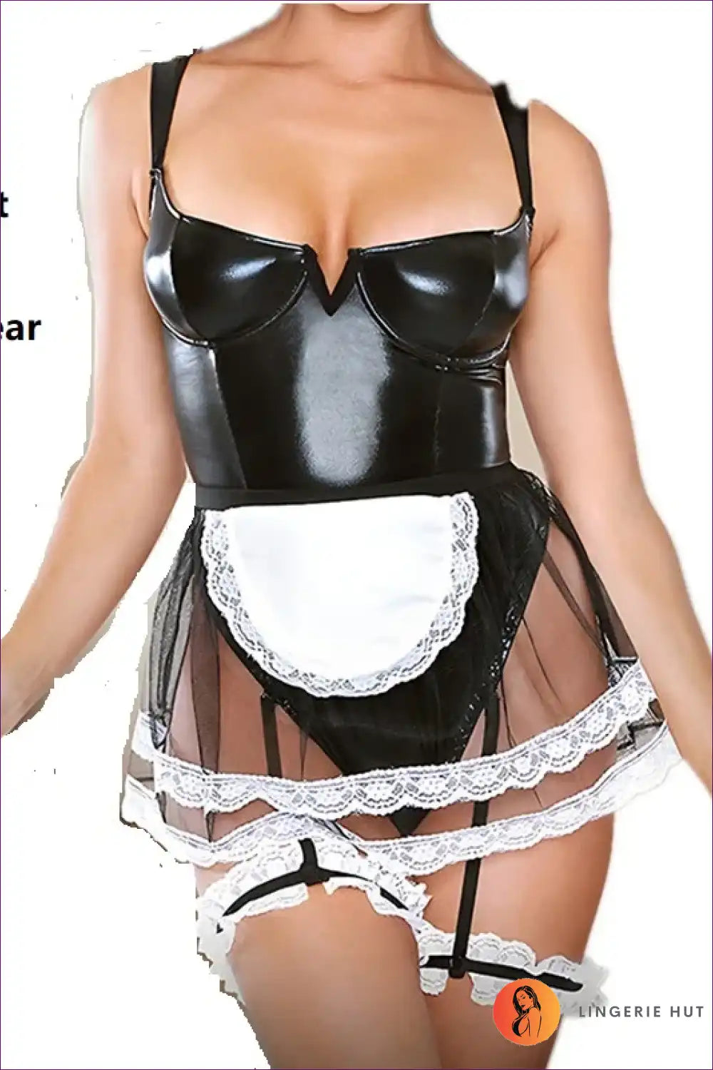 Maid Uniform with Spaghetti Straps & Pu Detail - Modern Cosplay Look for Clubwear, Cutout, just In, Maid,