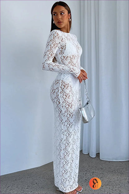 Maxi Bodycon Party Dress with Lace Detail - Effortless Glamour - Dresses - Lingerie Hut - Autumn • Clubwear • Fishnet