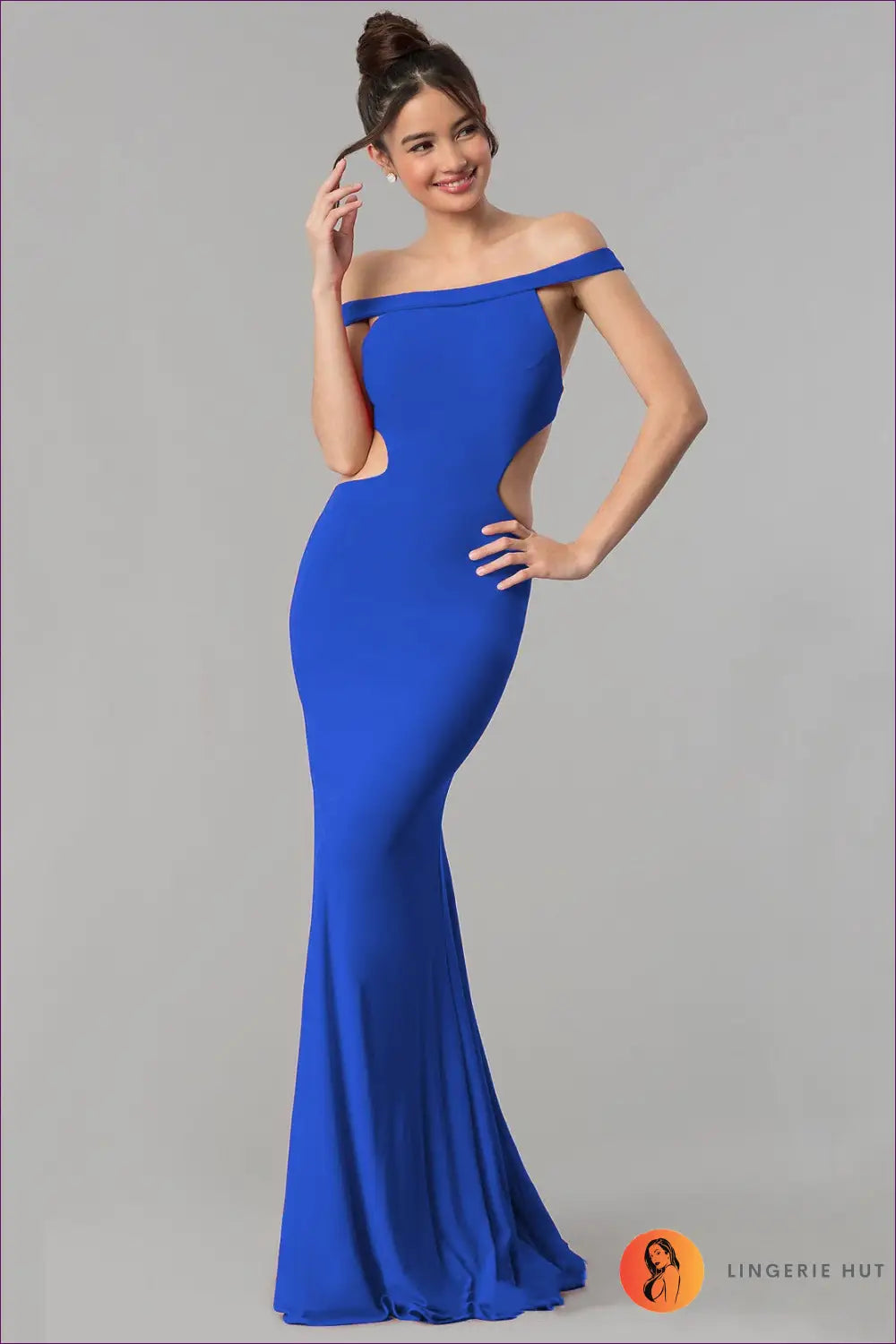 Cut-out Maxi Dress - not your Basic Black Tie Look - s / Blue - Dresses - Lingerie Hut - All Season • Backless