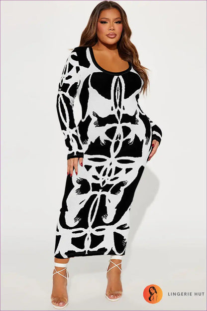 Maxi Dress with Abstract Print - Artistic Expression for All Season, Autumn, Boho, Casual,