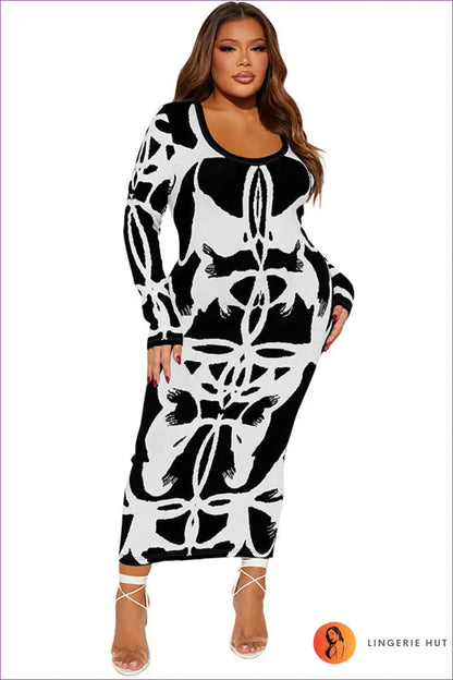 Maxi Dress with Abstract Print - Artistic Expression for All Season, Autumn, Boho, Casual,