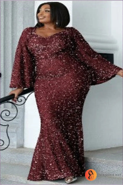 Sequin Maxi Dress - the one They’ll Ask About - 2xl / Burgundy - Dresses - Lingerie Hut - All Season • Evening Wear