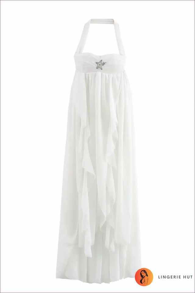 Asymmetric Halter Maxi Dress - Understated Evening Glamour