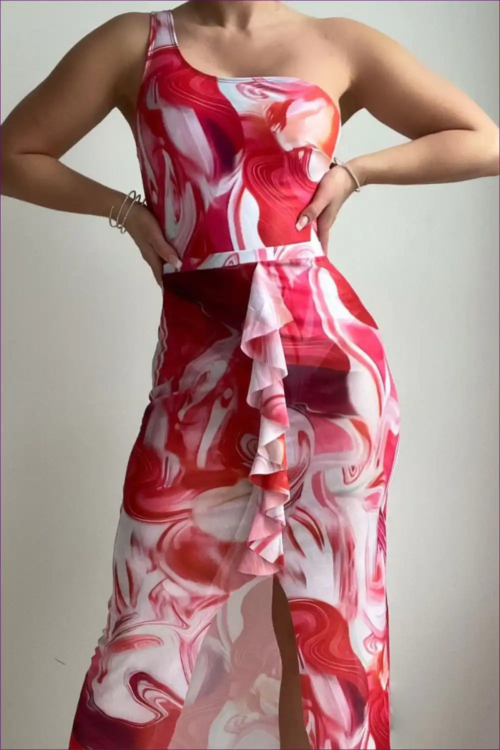 Maxi Dress with Asymmetric Neckline - Artistic Expression for All Season, Boho, Cutout, Dress, Evening Wear