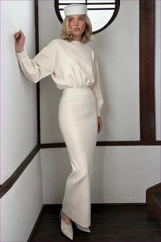 Maxi Dress with Balloon Sleeves - Effortless Grace for A-line, All Season, Autumn, Boho, Casual