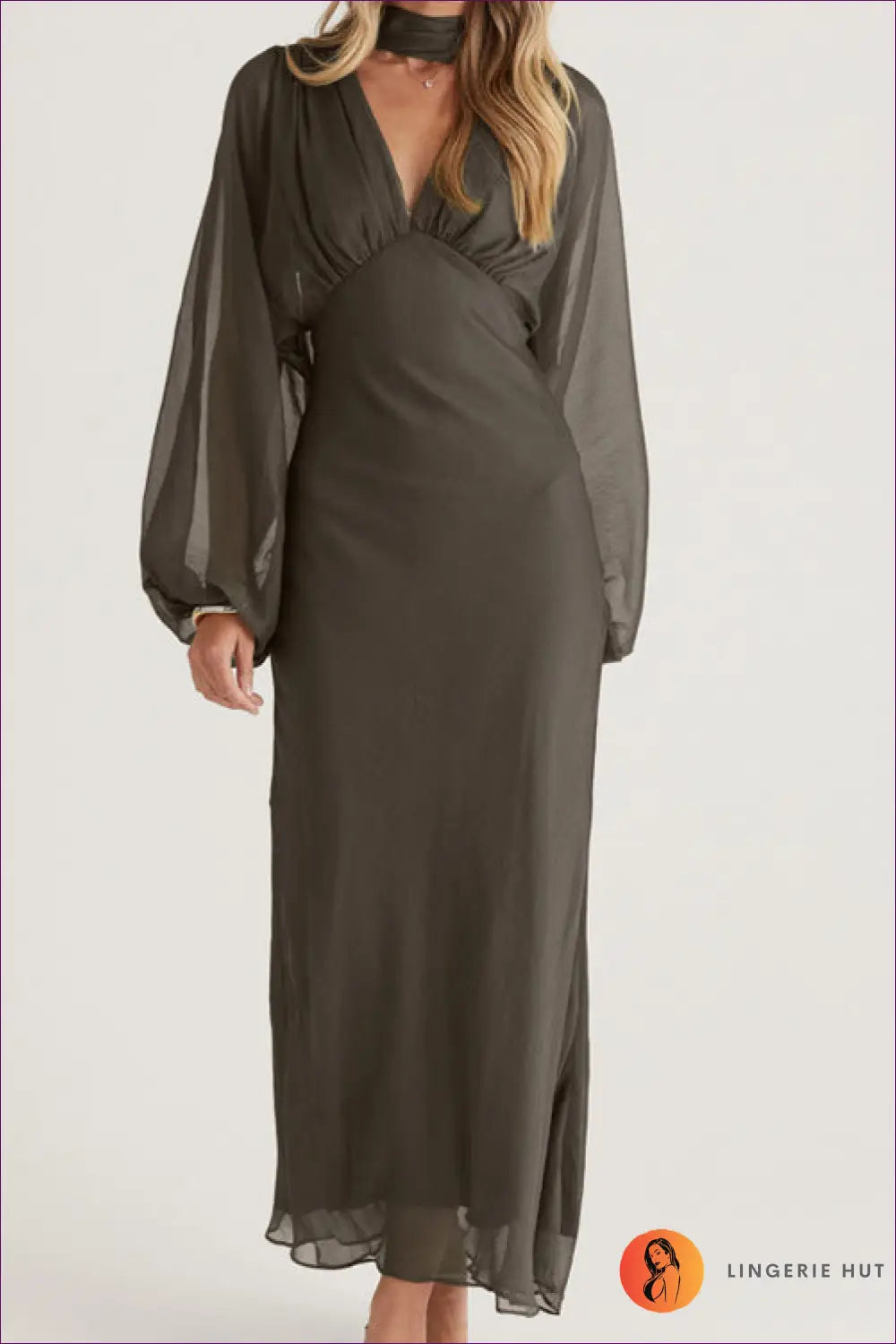 Maxi Dress with Balloon Sleeves - Effortless Romance - Dresses - Lingerie Hut - A-line • All Season • Boho • Chiffon