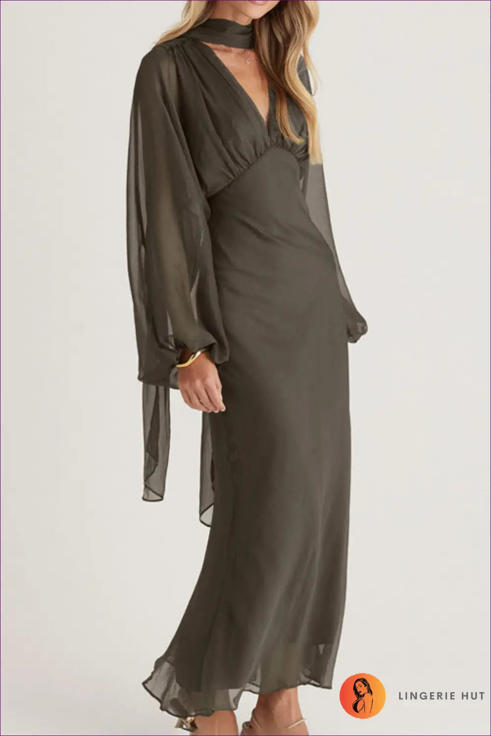 Maxi Dress with Balloon Sleeves - Effortless Romance - Dresses - Lingerie Hut - A-line • All Season • Boho • Chiffon