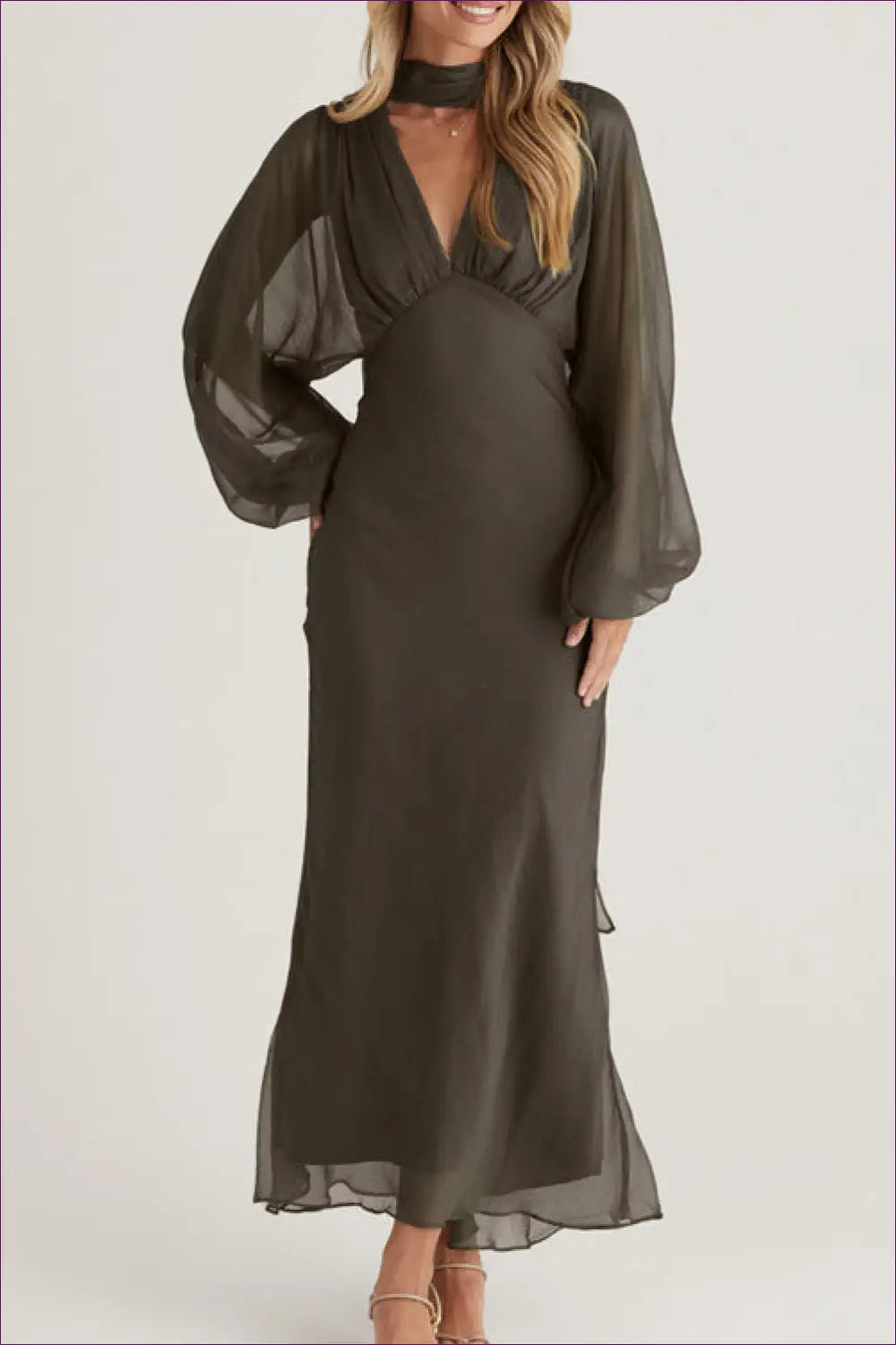 Maxi Dress with Balloon Sleeves - Effortless Romance - Dresses - Lingerie Hut - A-line • All Season • Boho • Chiffon