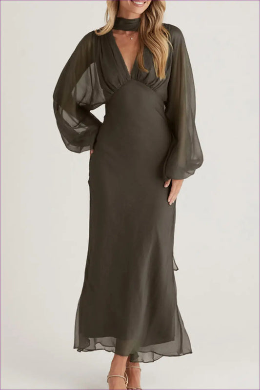 Maxi Dress with Balloon Sleeves - Effortless Romance - Dresses - Lingerie Hut - A-line • All Season • Boho • Chiffon