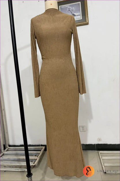 Maxi Dress with Bell Sleeves - Bohemian Sophistication - s / Camel - Dresses - Lingerie Hut - A-line • All Season