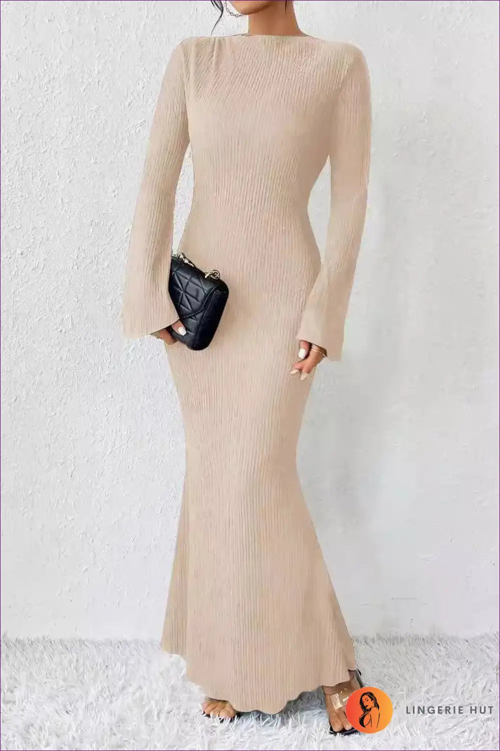 Maxi Dress with Bell Sleeves - Bohemian Sophistication - s / Apricot - Dresses - Lingerie Hut - A-line • All Season