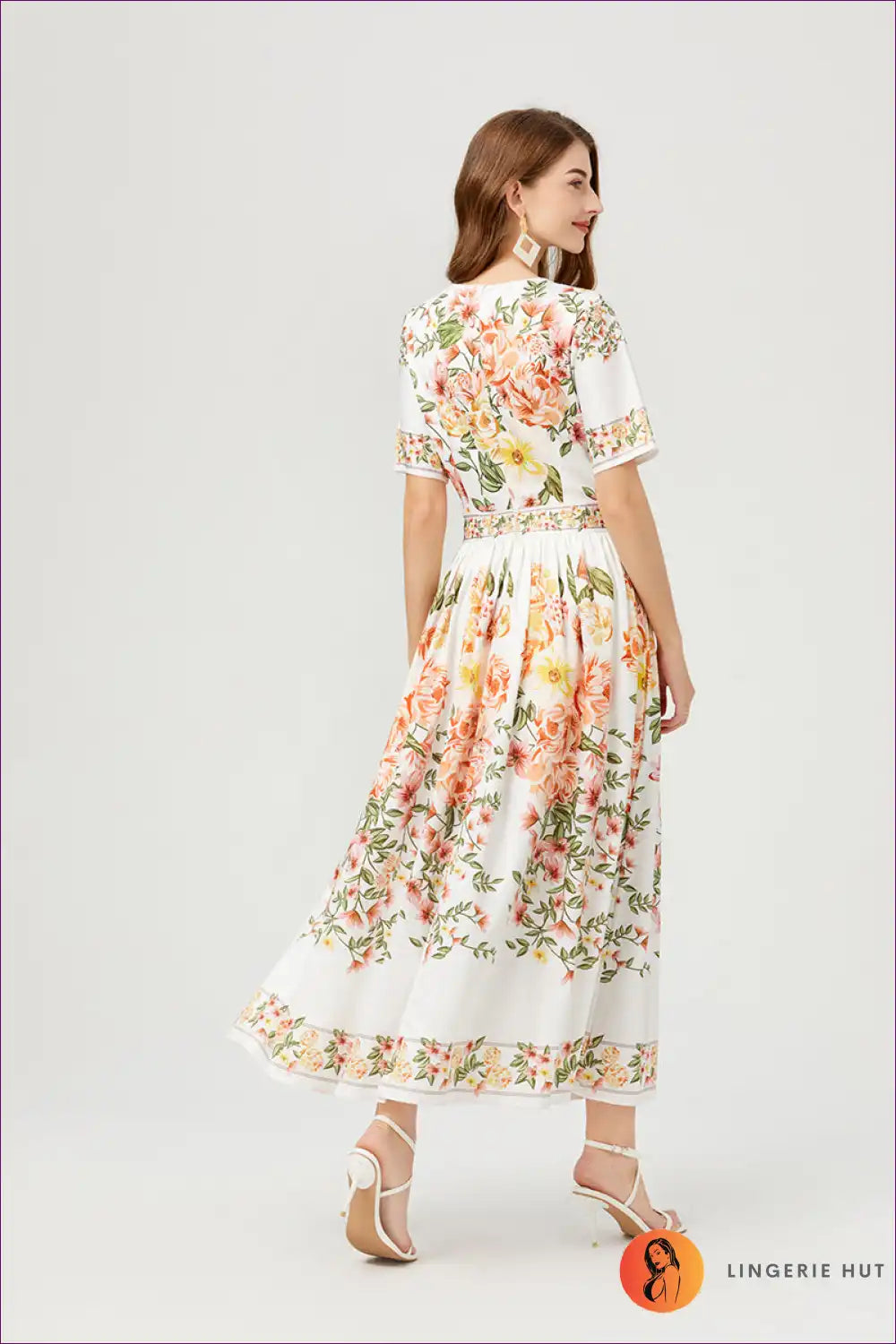 Maxi Dress with Botanical Print - Garden Party Elegance for A-line, Casual, Dress, Floral, Formal Wear