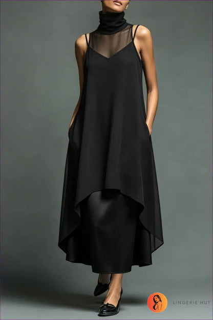Maxi Dress with Button Front Detail - Quiet Confidence - s / Black - Casual • Cotton • Dresses • Everyday - Lingerie Hut