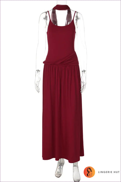 Maxi Dress with Choker Neckline - Romantic Evenings for A-line, Casual, Dress, Evening Wear, Formal Wear