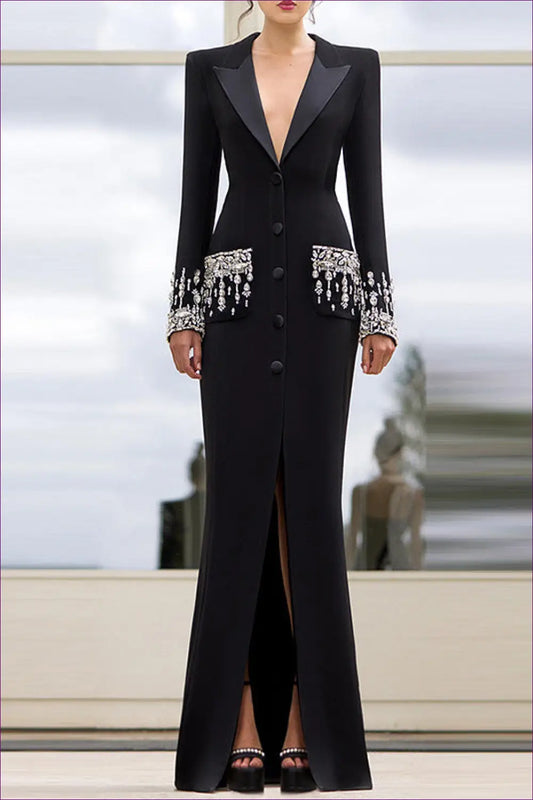 Crystal Collar Maxi Dress - Quiet Confidence - Dresses - Lingerie Hut - A-line • All Season • Evening Wear • Formal