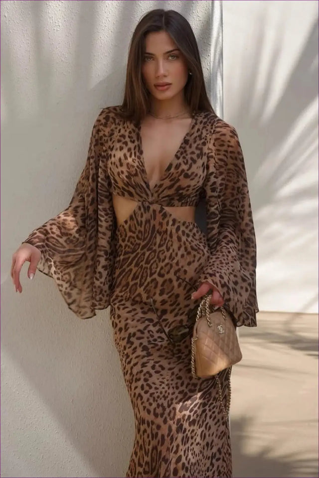 Maxi Dress with Cut-Out Waist - Wild Night Energy