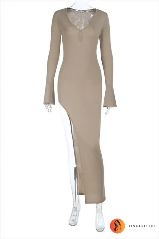 Maxi Dress with Cutout Details - Evening Allure for Autumn, Bodycon, Cutout, Date Night,