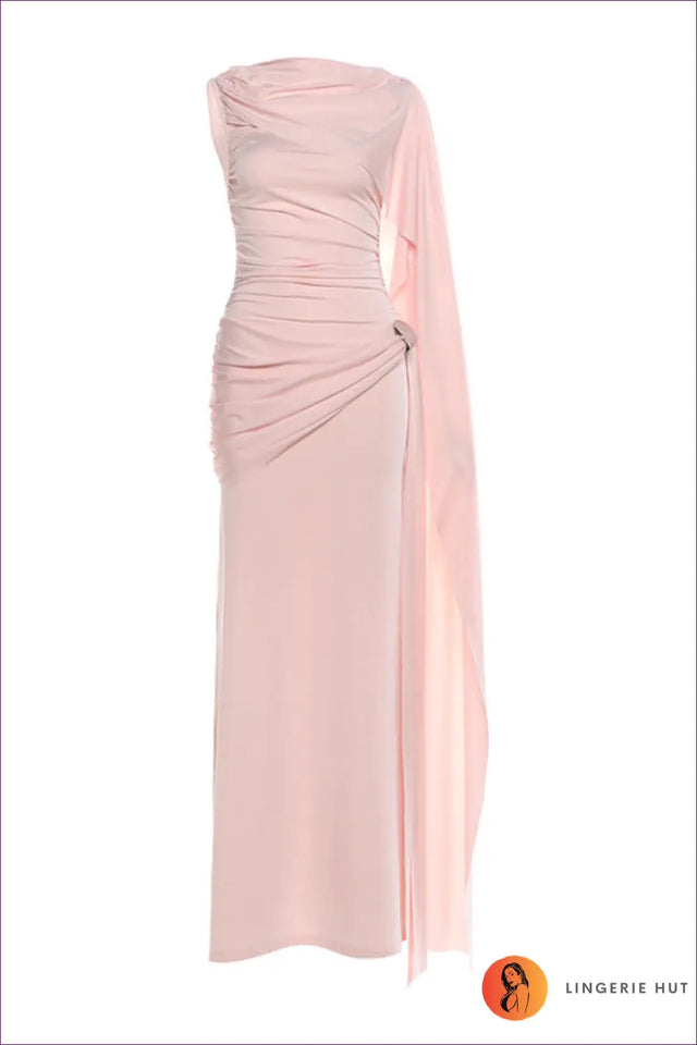 Maxi Dress with Draped Neckline - Understated Glamour
