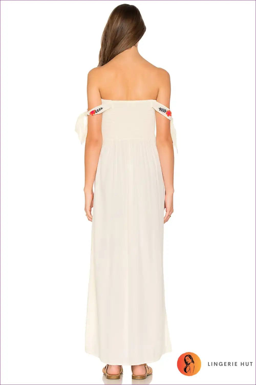 Maxi Dress with Embroidered Detail - Bohemian Elegance for A-line, Boho, Casual, Cotton,