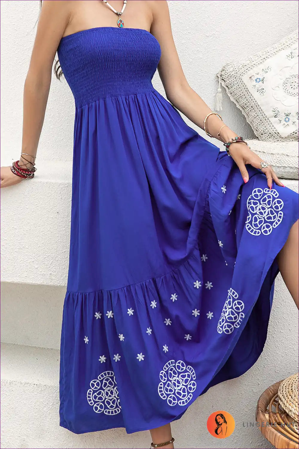 Maxi Dress with Embroidered Details - Bohemian Luxury for A-line, Boho, Casual, Dress, Evening Wear