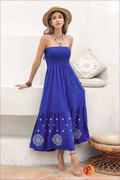 Maxi Dress with Embroidered Details - Bohemian Luxury for A-line, Boho, Casual, Dress, Evening Wear