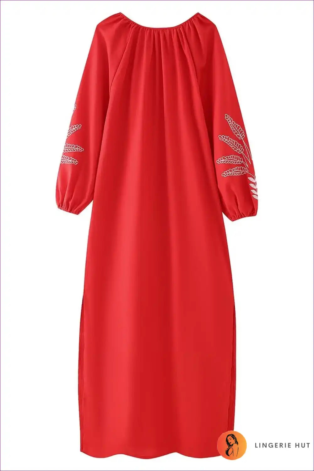Maxi Dress with Embroidered Details - Effortless Grace for A-line, All Season, Boho, Casual, Cotton