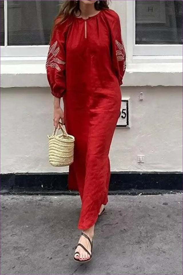 Embroidered Maxi Dress - Weekend to Evening Versatility