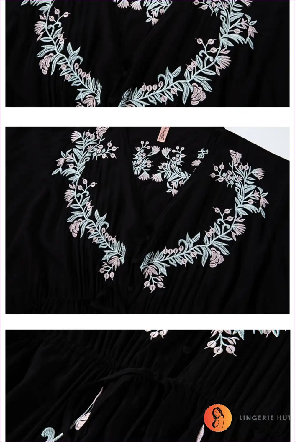 Maxi Dress with Embroidered Florals - Bohemian Wanderlust for A-line, All Season, Boho, Casual, Cutout