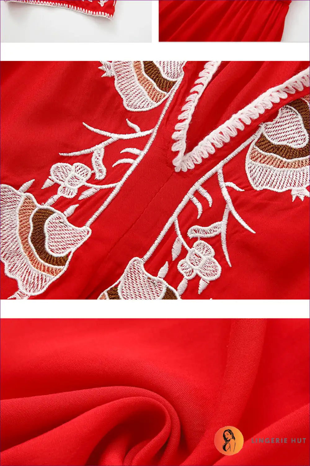 Maxi Dress with Embroidered Neckline - Bohemian Luxe for A-line, Boho, Casual, Cotton,