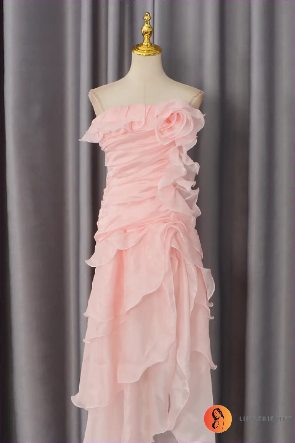 Maxi Dress with Floral Appliqué - Occasion Poise - s / Pink - a Line • Evening Wear • Formal - Lingerie Hut