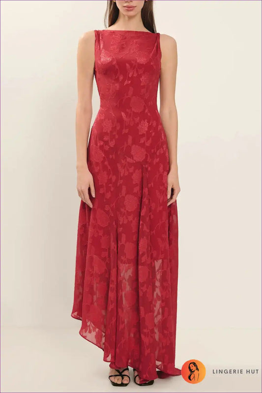 Maxi Dress with Floral Jacquard - Romantic Evenings for A-line, Dress, Evening Wear, Floral, Formal Wear