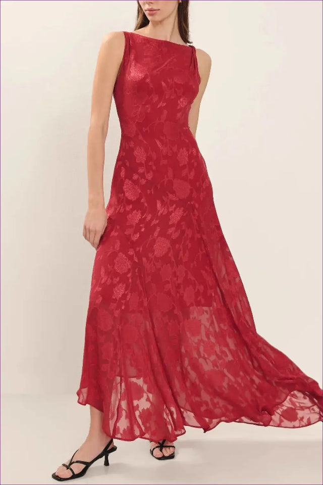 Floral Jacquard Maxi Dress - Understated Glamour