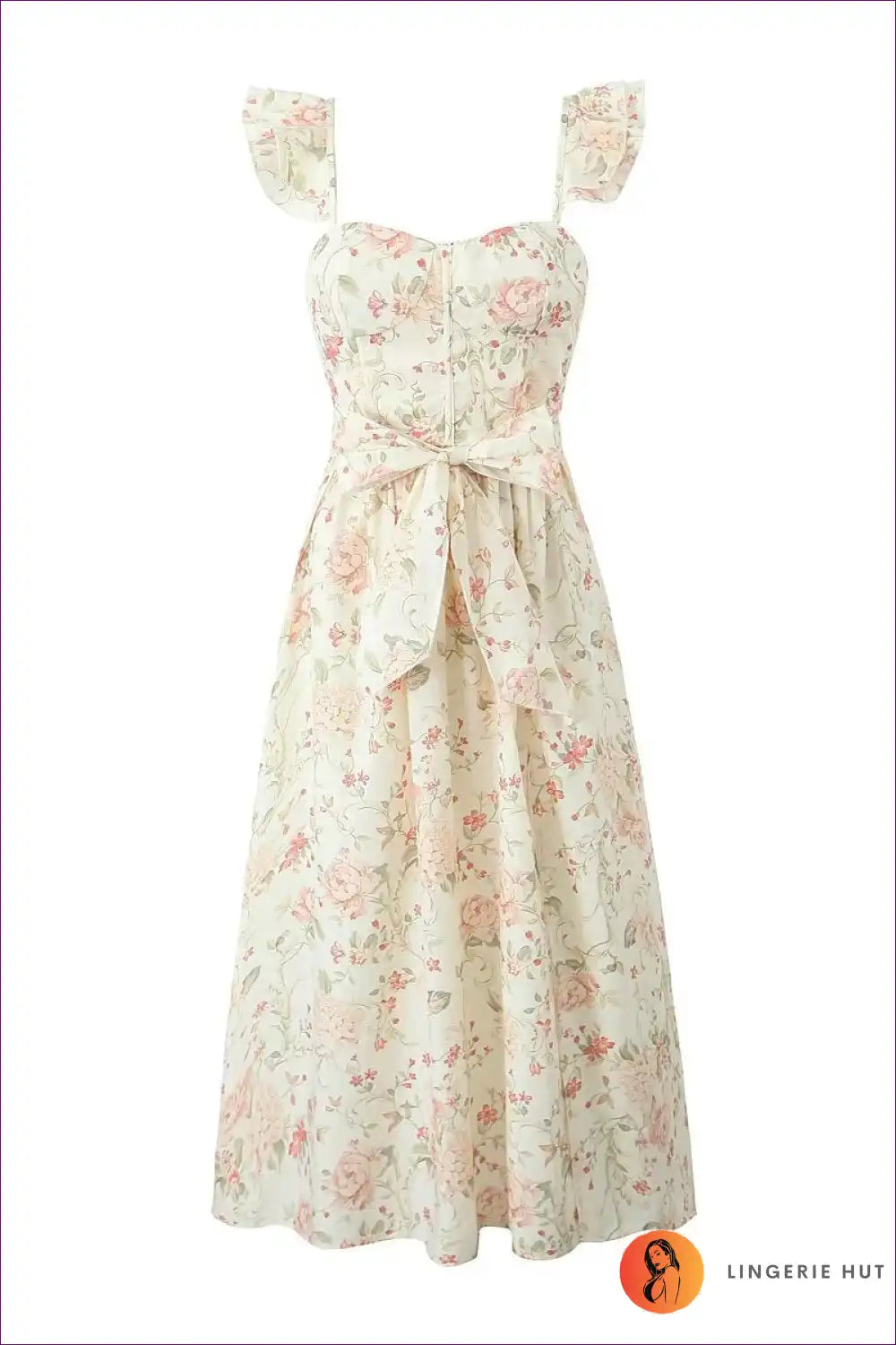 Maxi Dress with Floral Print Bodice - Garden Party Grace for A-line, Casual, Dress, Floral, Formal Wear