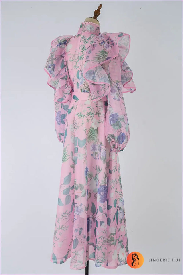Floral Button Front Belted Dress