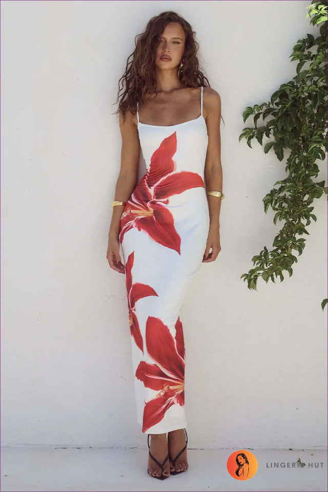 Maxi Dress with Floral Print - Garden Party Grace